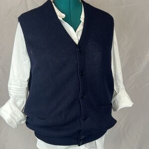 Kuna Alpaca Navy Blue V neck Button-Up Vest Cardigan with Pockets Size 1 Small